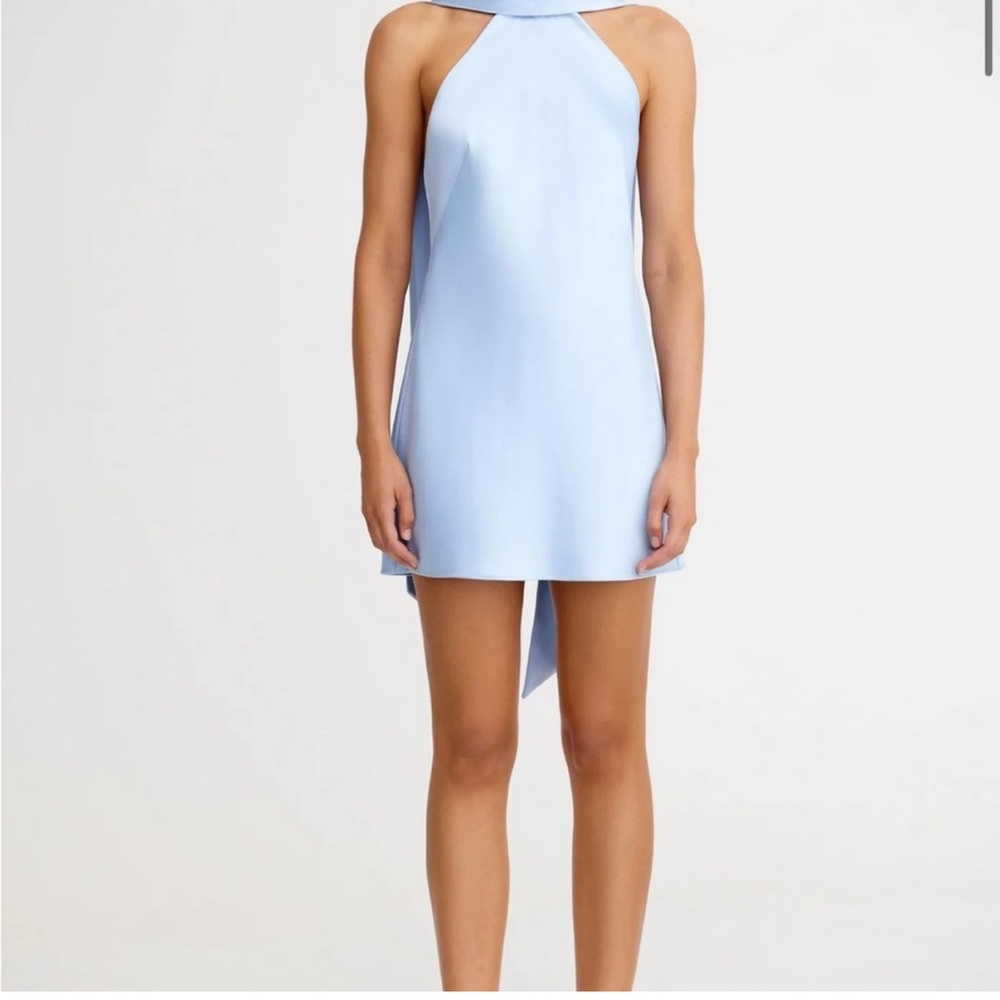 Elegant Light Blue Halter Dress